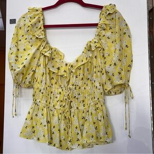 For Love and Lemons Chrysanthemum Crop Top Lemonade XL